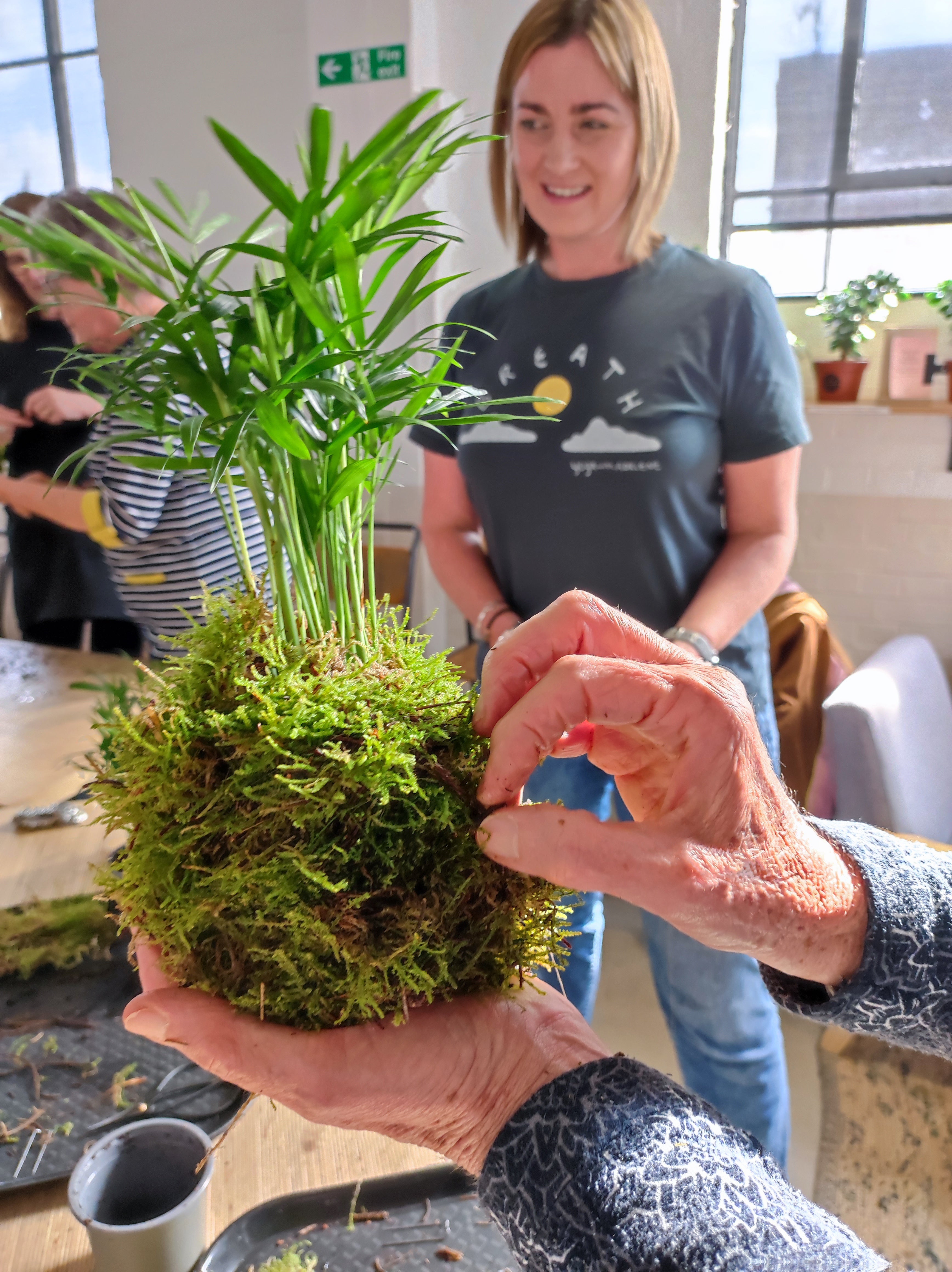 Mothers day Kokedama Moss Houseplant Workshop 15th March 2026 Loughborough -Bom Bom cafe UK
