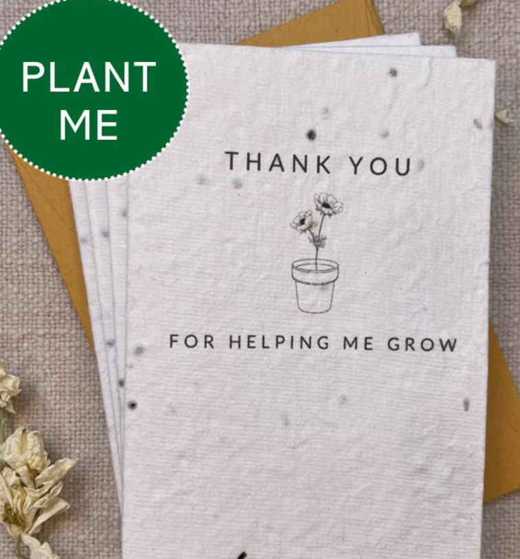 a seed card with thank you on it