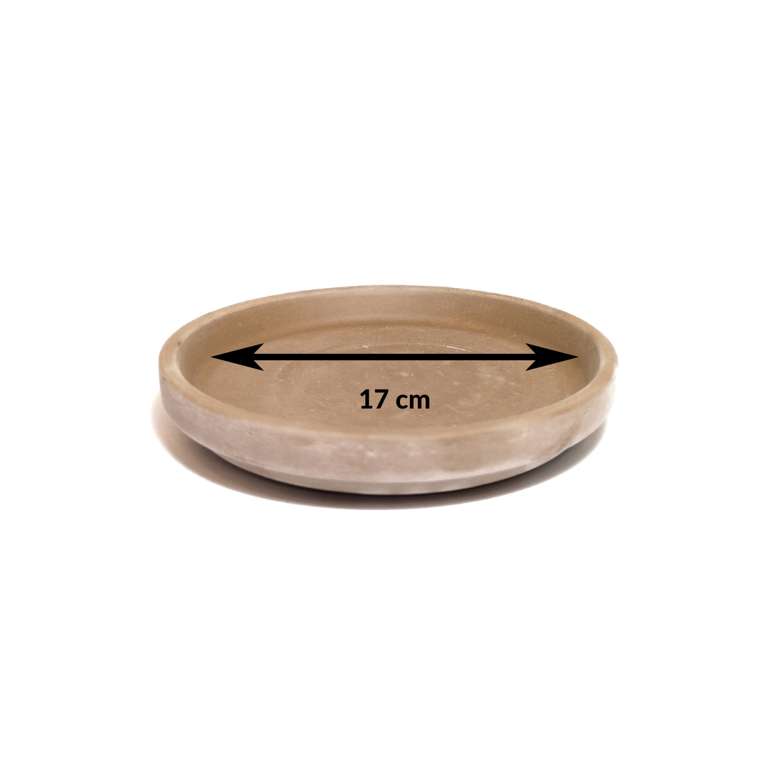Terracotta brown drip tray for kokedama plants 17cm 