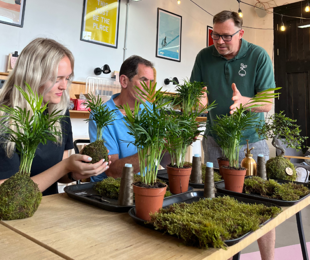 Mothers day Kokedama Moss Houseplant Workshop 15th March 2026 Loughborough -Bom Bom cafe UK