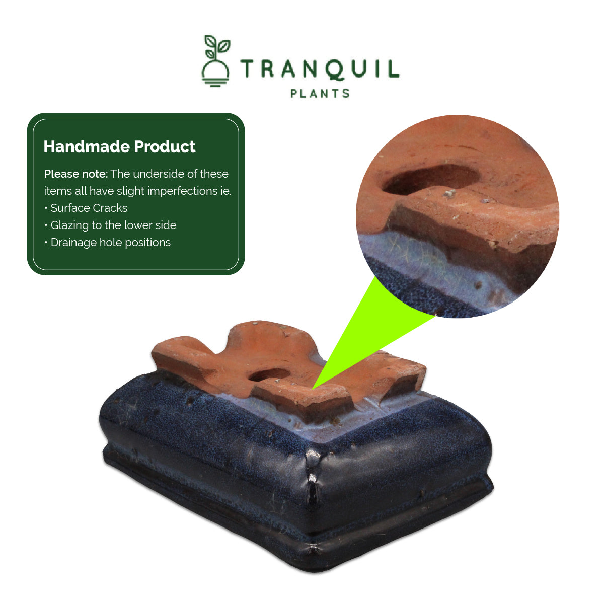 14cm Blue recatangle bonsai under  pot Tranquil Plants